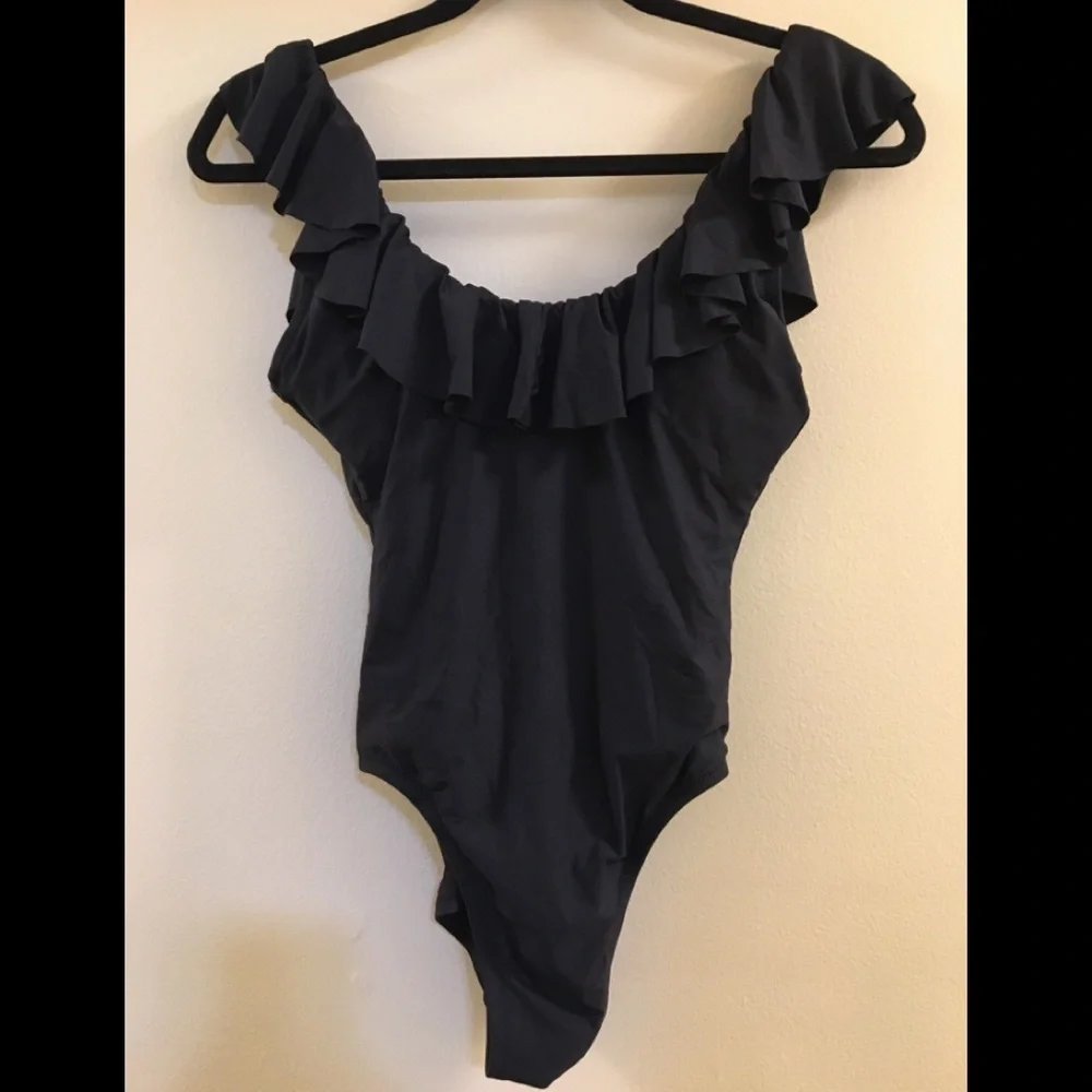 J. Crew Ruffle Scoopback one-piece swimsuit S2.